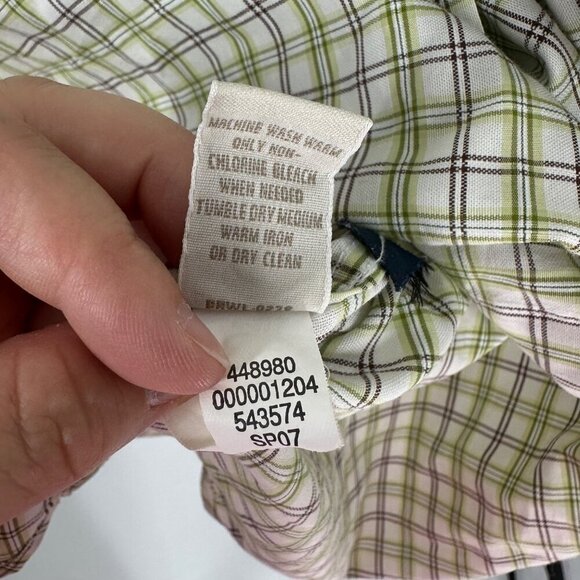 Banana Republic Mens Classic Fit Green & Brown Plaid Button-Down Shirt M 100% Co - Picture 5 of 7